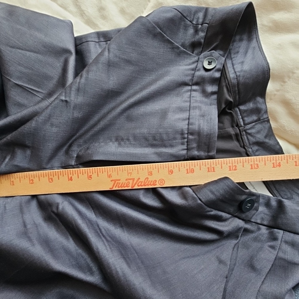 Classiques Entier Navy Blue Wool Silk Blend Wide Leg Dress Pants Trousers 10 - Picture 9 of 12